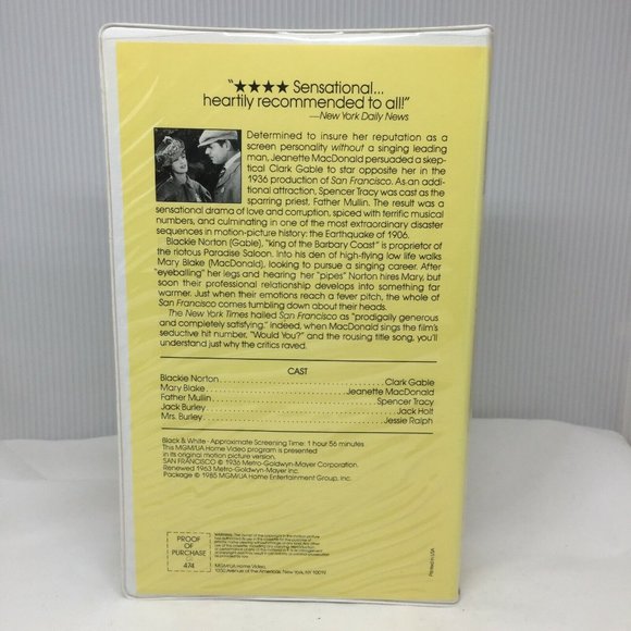 VHS San Francisco Diamond Jubilee Collection Jeanette MacDonald Gable Clam Shell - Picture 2 of 3